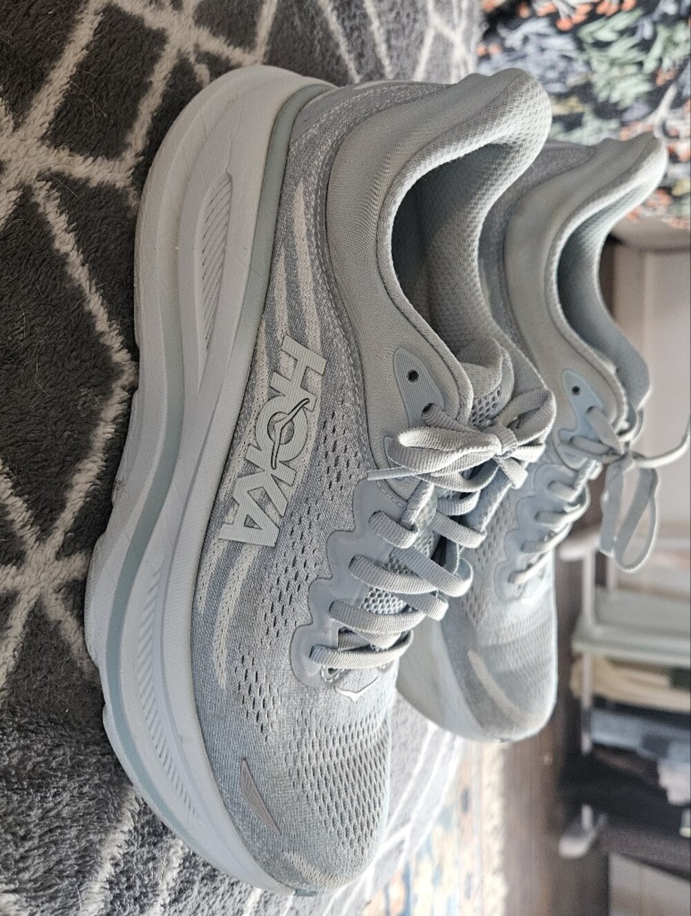 Hoka Bondi 9 Hoka One One Womens Pale Blue/Gray Running Sneakers Size 10B - Picture 2 of 10
